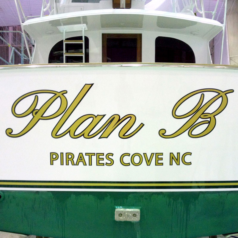 Custom Vinyl Transom Lettering & Signs | Jarrett Bay Boatworks